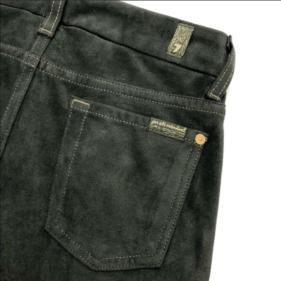 7 FAM Skinny Sueded Jeans in Olive Juniper Green - Picture 6 of 8